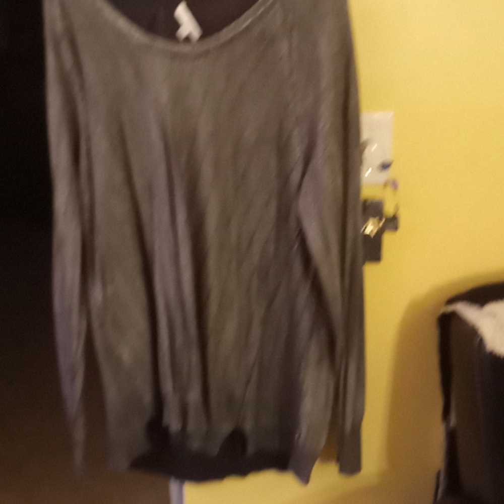 Sejour metallic grey long sleeve blouse